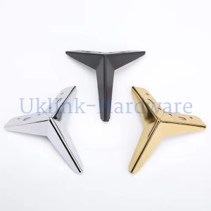 modern geometric triangle metal sofa leg in chrome gold and black finishes