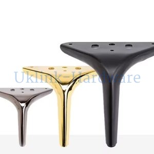 triangular decorative metal sofa legs in chrome gold and black finishes