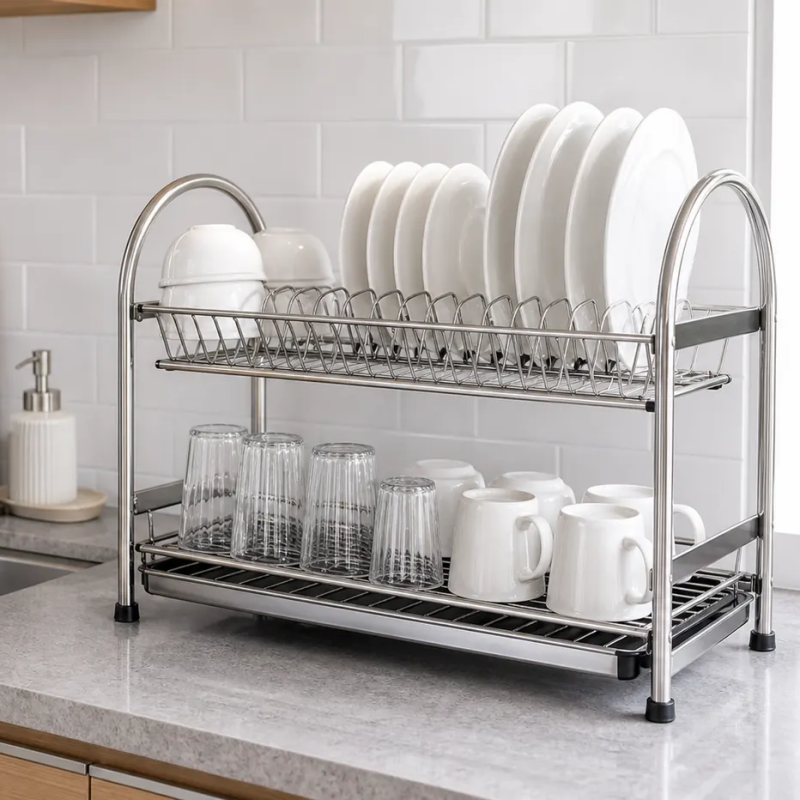 ukilink two tier stainless dish rack countertop application