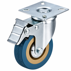 Grey Rubber PVC Caster With Brake