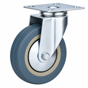 Grey Rubber PVC Caster Without Brake