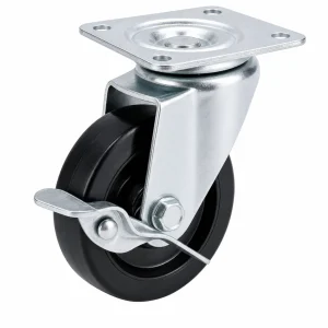 Black Rubber Caster With Brake