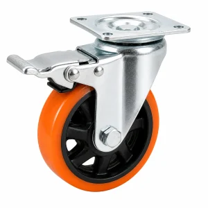 Orange PVC Casters With Brakes