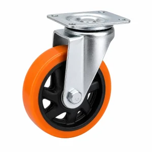 Orange PVC Casters Without Brakes