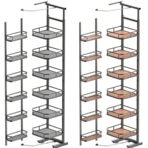 Steel Single-Dampened Linked Pull-Out Basket for Tall Cabinets