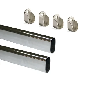 Chrome-Plated Steel Oval Wardrobe Rail 1000mm