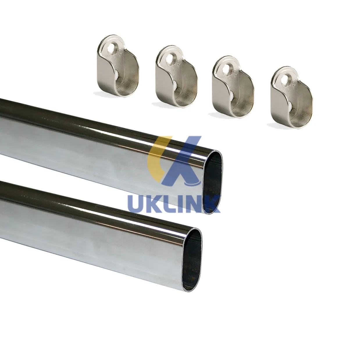 Chrome-Plated Steel Oval Wardrobe Rail 1000mm