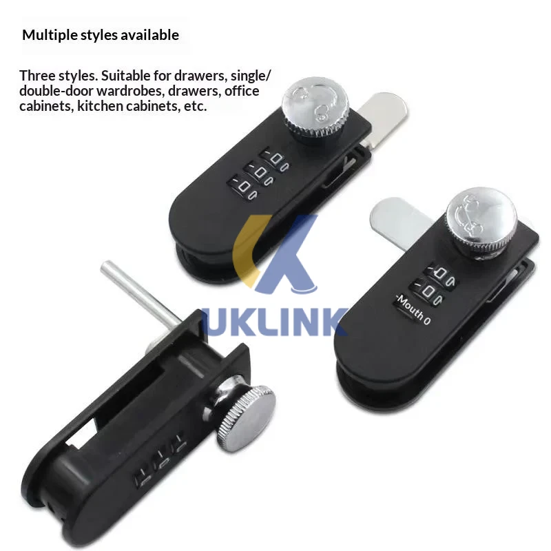 Black ABS Zinc Alloy Rotary Drawer Lock