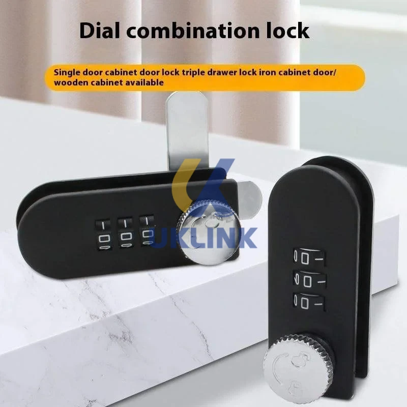 Black Zinc Alloy 3-Digit Dial Combination Lock - Image 2