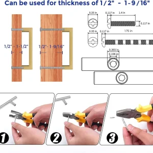 Brass-Plated Steel U-Shape Cabinet Pulls – 1/2"