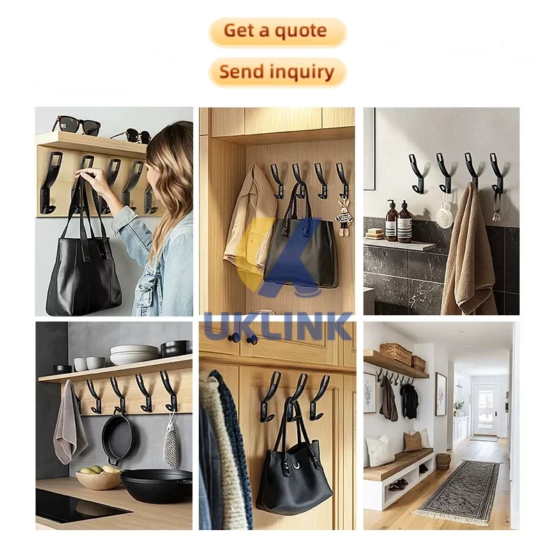 Brushed Aluminum Sleek Dual-Curve Wall Hooks UKLinkHardware