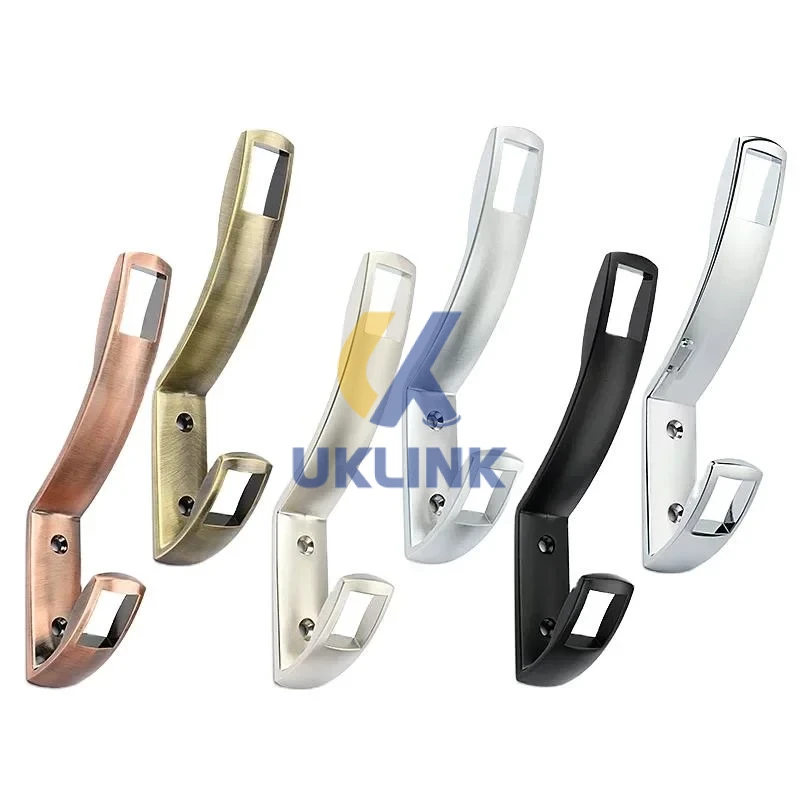 Brushed Aluminum Sleek Dual-Curve Wall Hooks UKLinkHardware - Image 4