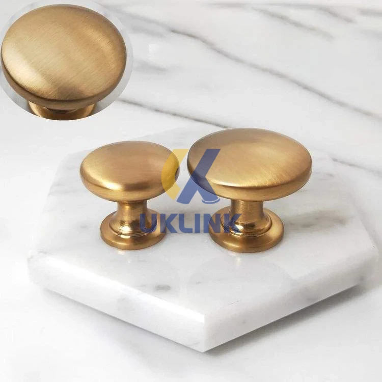 Brushed Brass Round Dome Cabinet Knobs – Stepped Base - Image 2