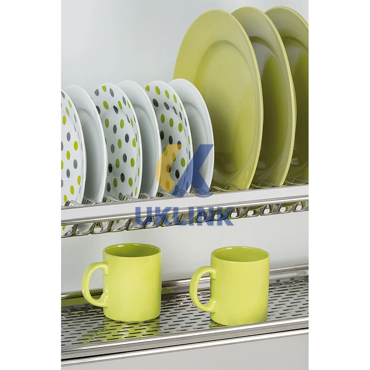 Brushed Stainless Steel 2-Tier Pull-Out Dish Rack - Image 2