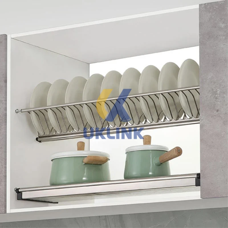 Brushed Stainless Steel 2-Tier Pull-Out Dish Rack - Image 3