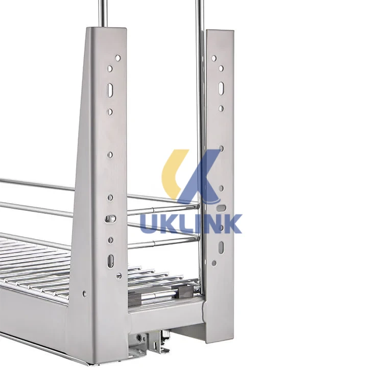 Brushed Stainless Steel & Aluminum Dual-Tier Pull-Out