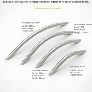 Brushed Stainless Steel Arc-Profile Cabinet Handles 10mm