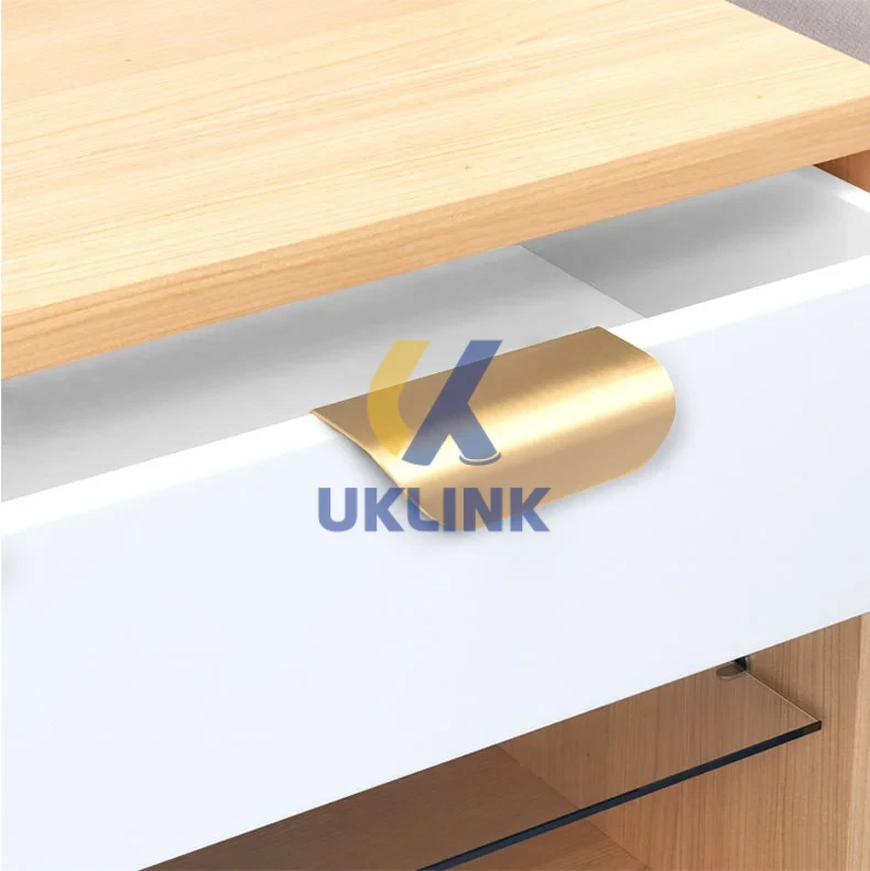 Brushed Stainless Steel Curved L-Flange Cabinet Pull - Image 3