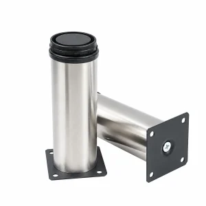 Brushed Stainless Steel Cylindrical Sofa Legs with Black