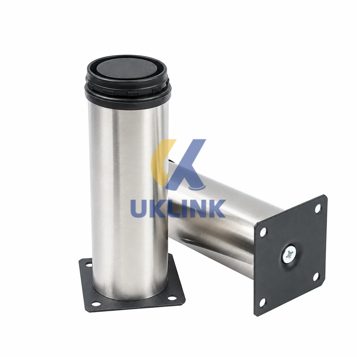 Brushed Stainless Steel Cylindrical Sofa Legs with Black