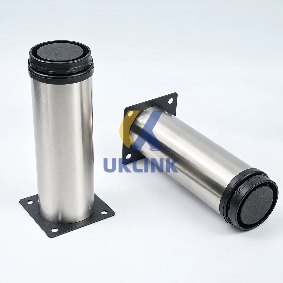 Brushed Stainless Steel Cylindrical Sofa Legs with Black - Image 2
