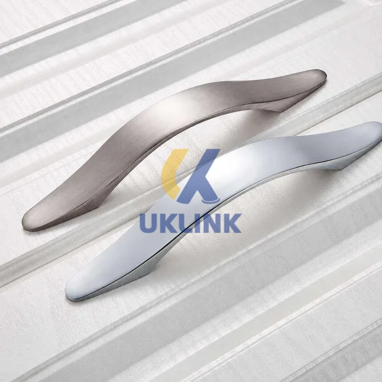 Brushed Stainless Steel Wave-Profile Cabinet Pulls - Image 2