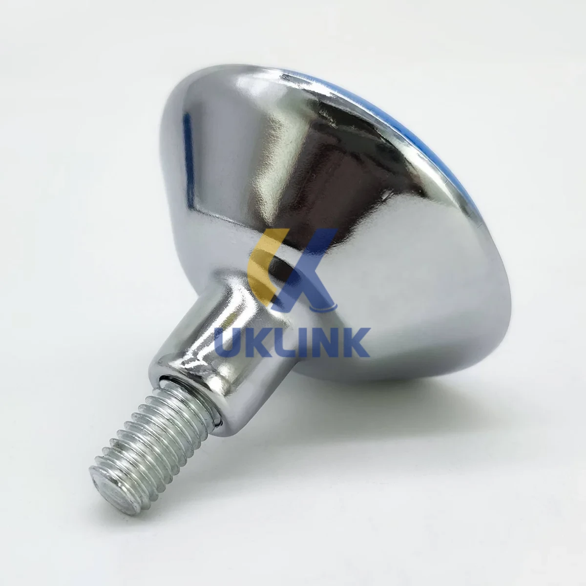 Chrome-Plated Iron Dome-Leveling Foot M8 with Blue ABS