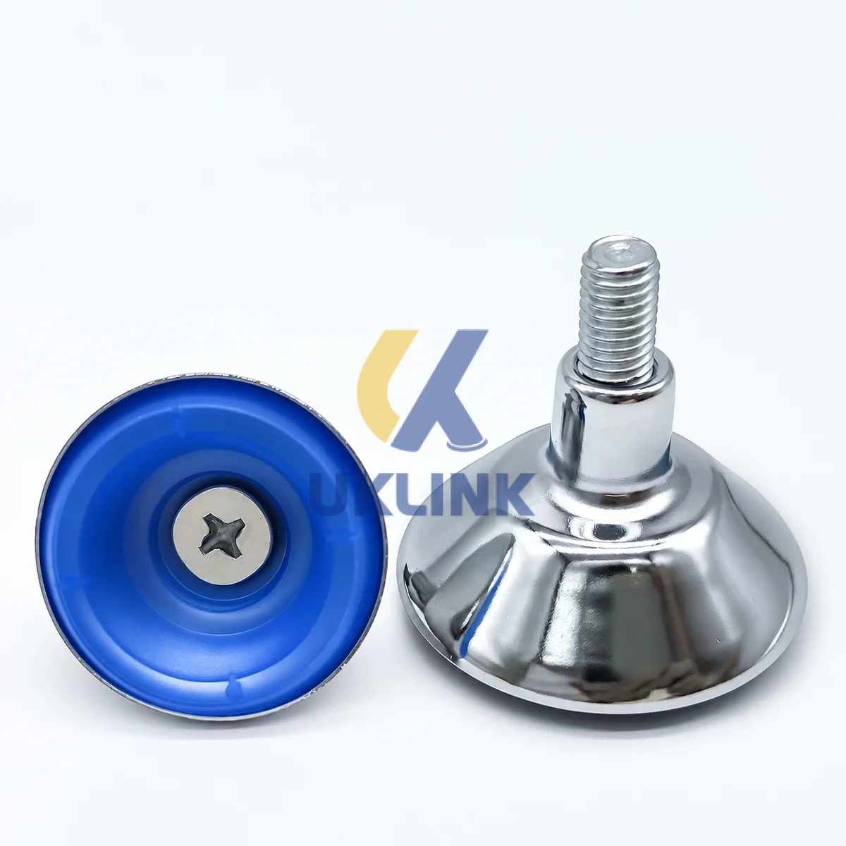 Chrome-Plated Iron Dome-Leveling Foot M8 with Blue ABS - Image 2