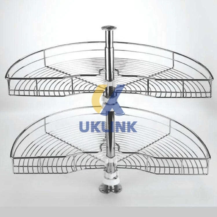 Chrome-Plated Steel 2-Tier Corner Carousel Lazy Susan - Image 3
