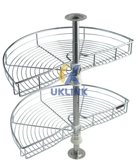 Chrome-Plated Steel 2-Tier Corner Carousel Lazy Susan - Image 4