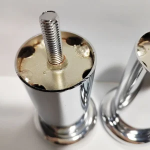 Chrome-Plated Steel Flared-Base Cylindrical Sofa Legs
