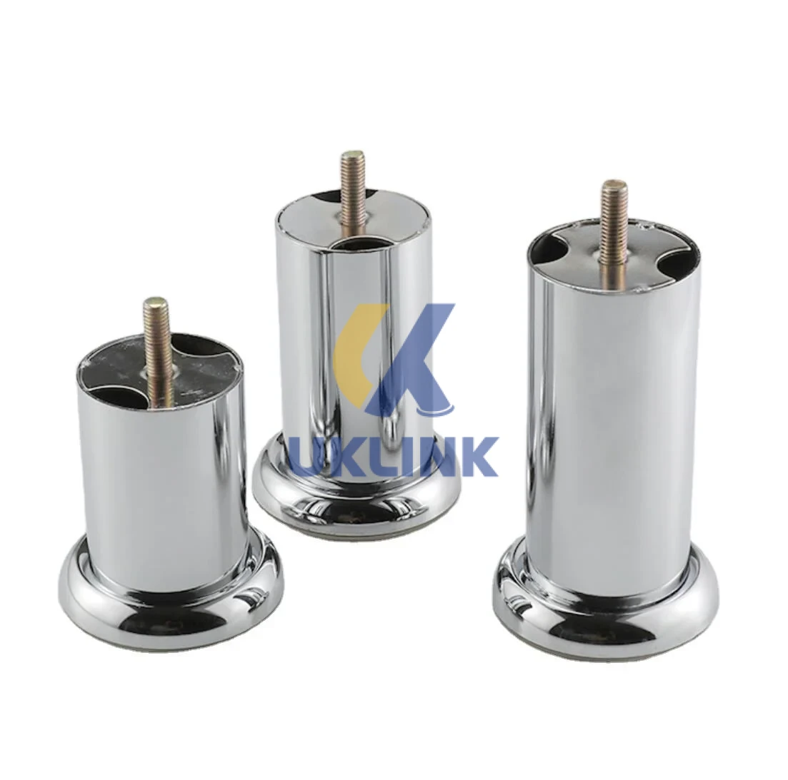 Chrome-Plated Steel Flared-Base Cylindrical Sofa Legs - Image 2