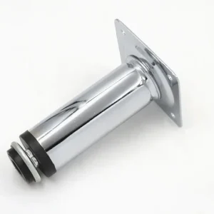 Chrome-Plated Steel Square-Mount Cylindrical Sofa Legs