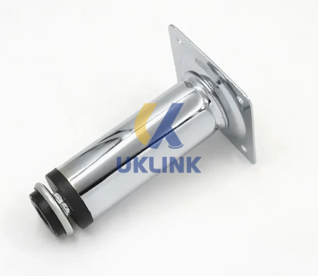 Chrome-Plated Steel Square-Mount Cylindrical Sofa Legs