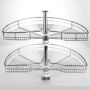 Chrome-Plated Steel Two-Tier Rotating Corner Organizer