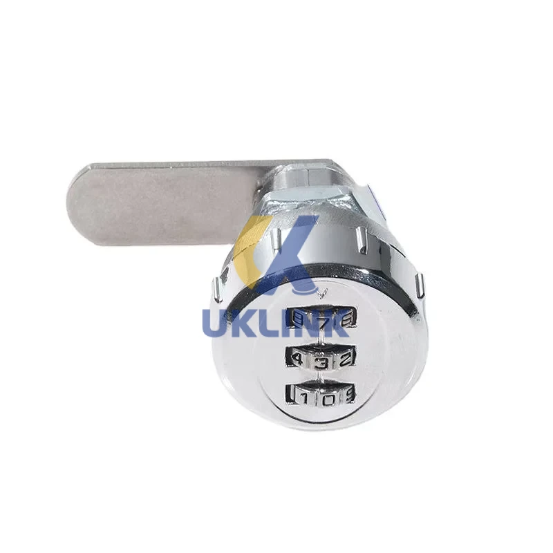 Chrome 3-Digit Lever-Handle Cabinet Lock