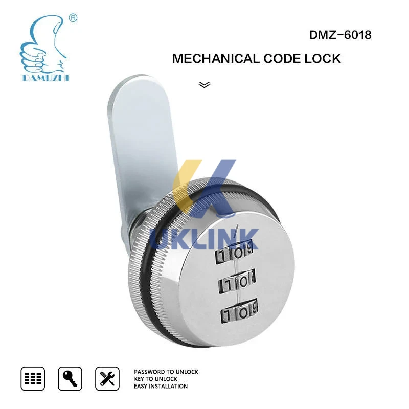 Chrome 3-Digit Lever-Handle Cabinet Lock - Image 2