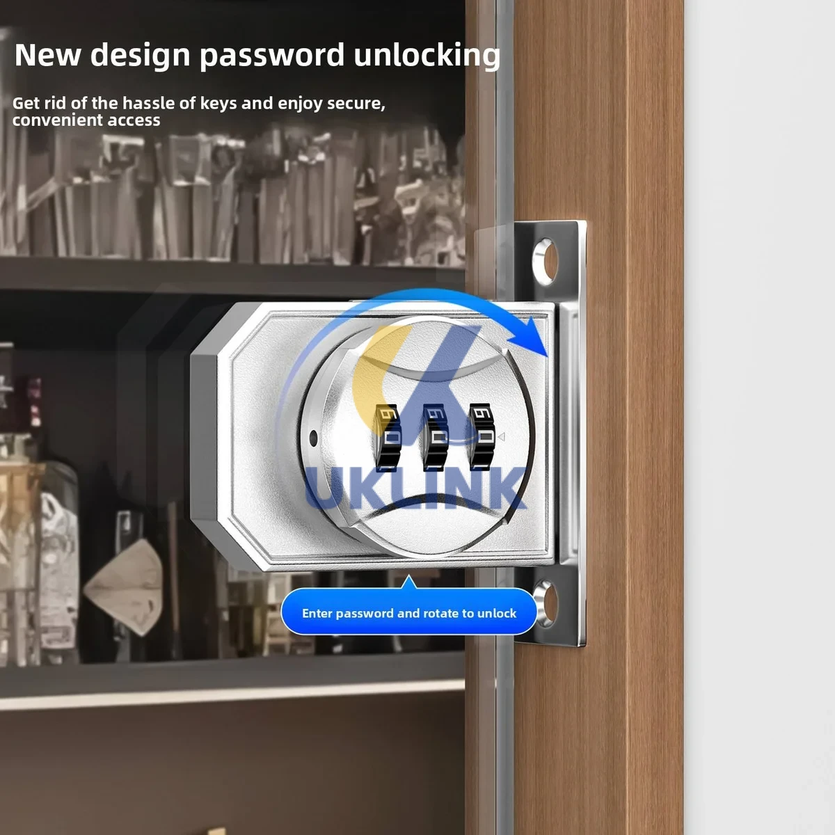 Chrome 3-Digit Rotary Cabinet Lock