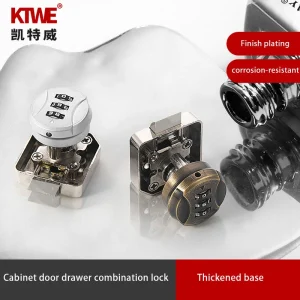 Chrome & Black 3-Digit Rotary Cabinet Lock