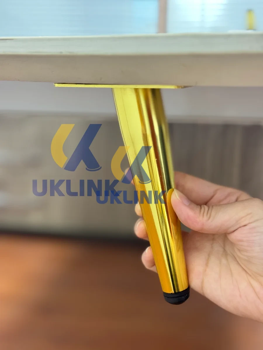 Chrome & Gold-Toned Iron Tapered Cone Sofa Legs