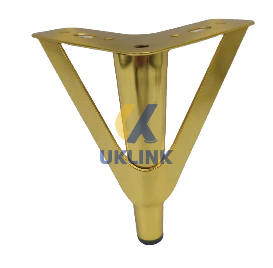Gold-Plated Steel V-Shaped Sofa Legs with Black Non-Slip - Image 2