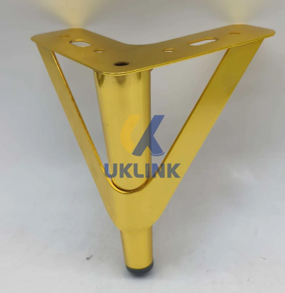 Gold-Plated Steel V-Shaped Sofa Legs with Black Non-Slip - Image 4