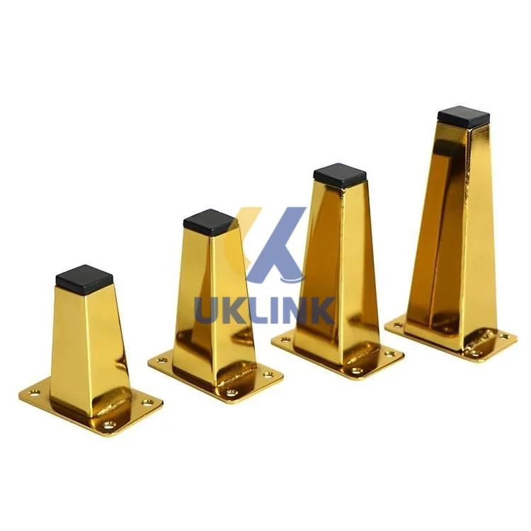 Gold-Plated Zinc Alloy Tapered Square Sofa Legs 4-Hole
