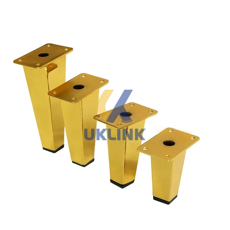 Gold-Plated Zinc Alloy Tapered Square Sofa Legs 4-Hole - Image 2