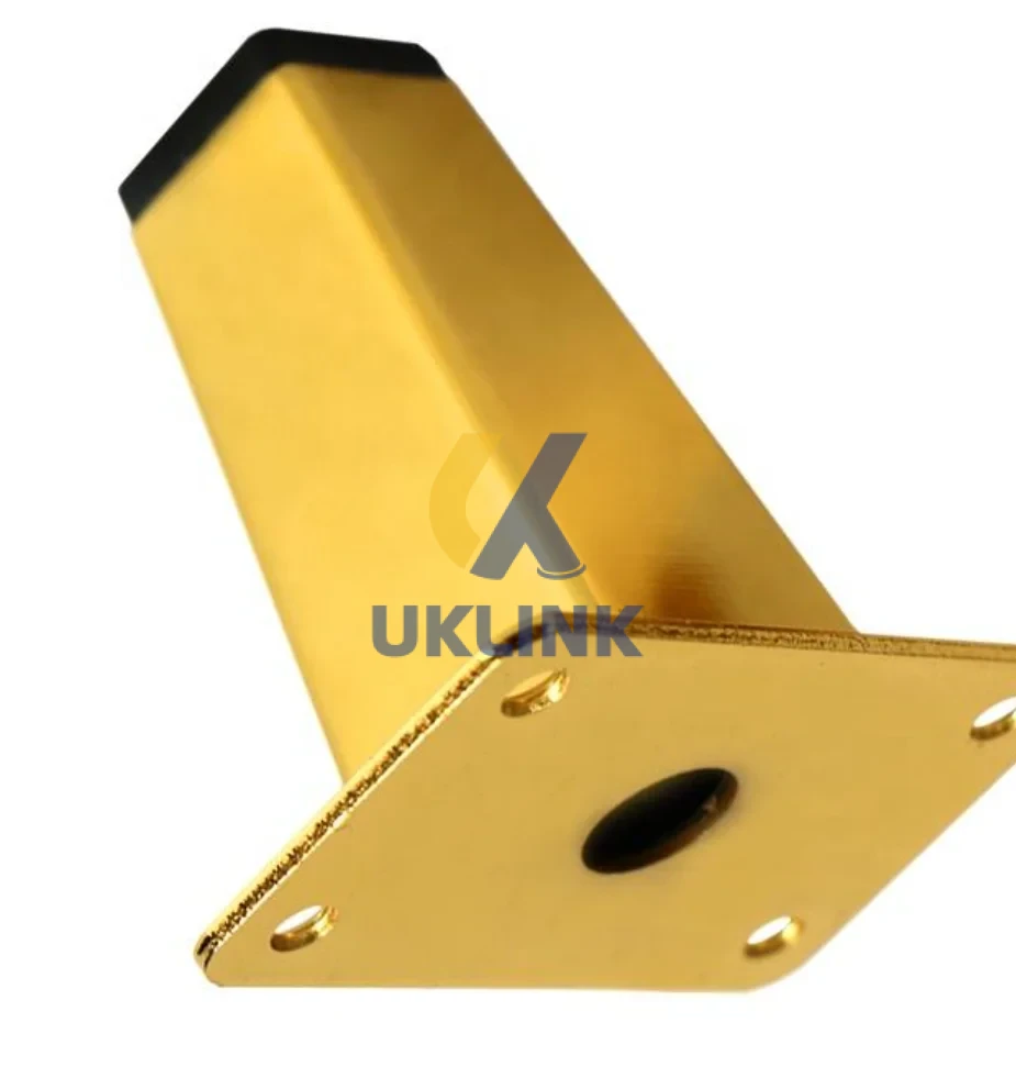 Gold-Plated Zinc Alloy Tapered Square Sofa Legs 4-Hole - Image 3