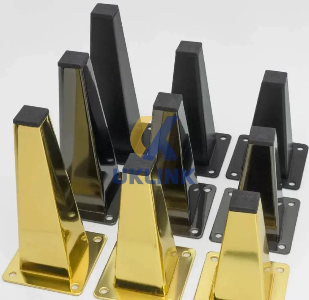 Gold/Black Powder-Coated Steel Tapered Square Sofa Legs