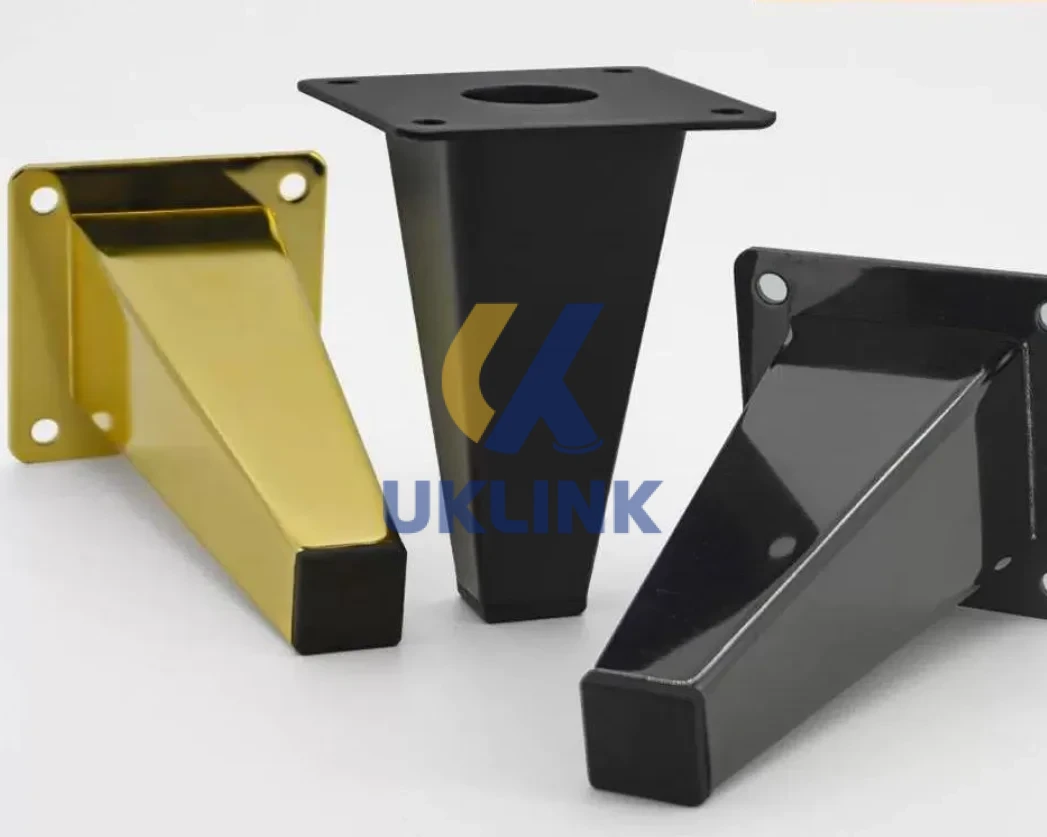 Gold/Black Powder-Coated Steel Tapered Square Sofa Legs - Image 2