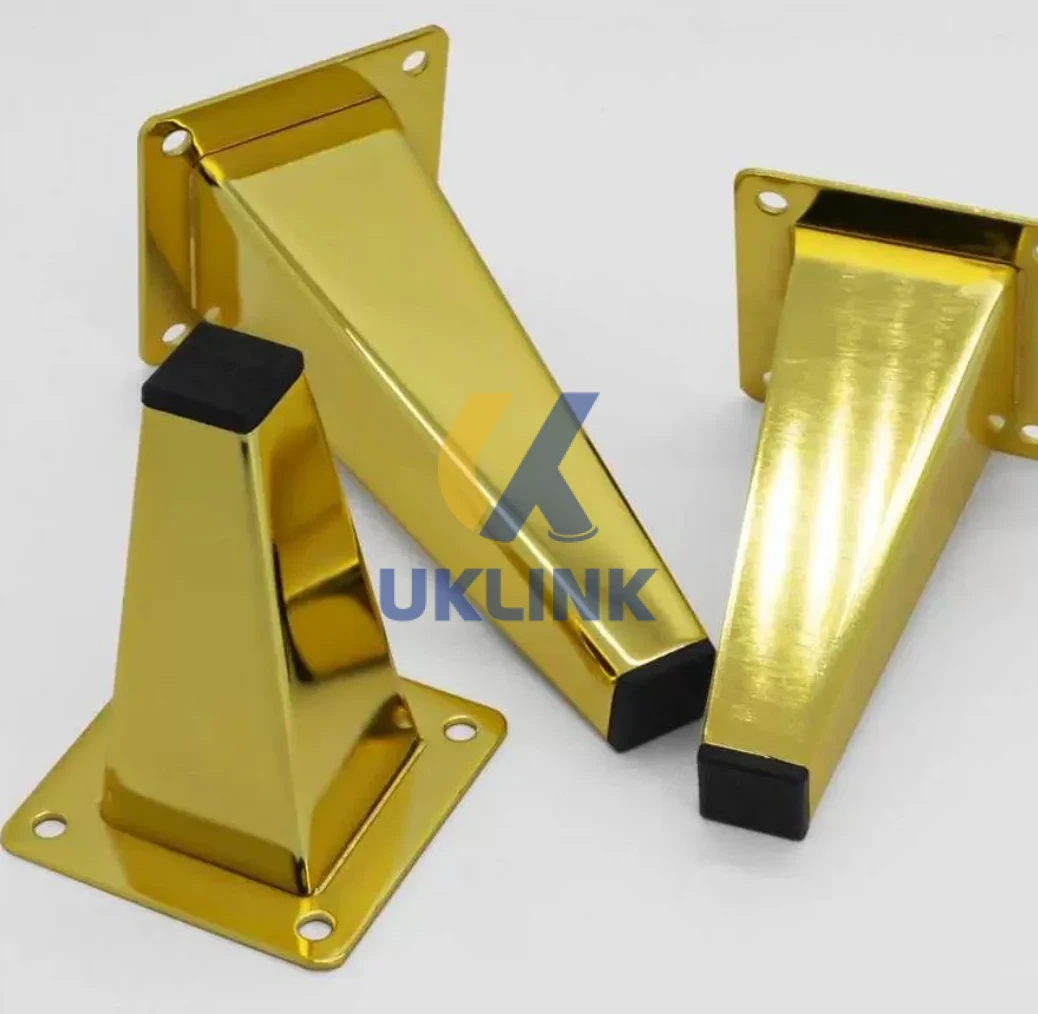 Gold/Black Powder-Coated Steel Tapered Square Sofa Legs - Image 3