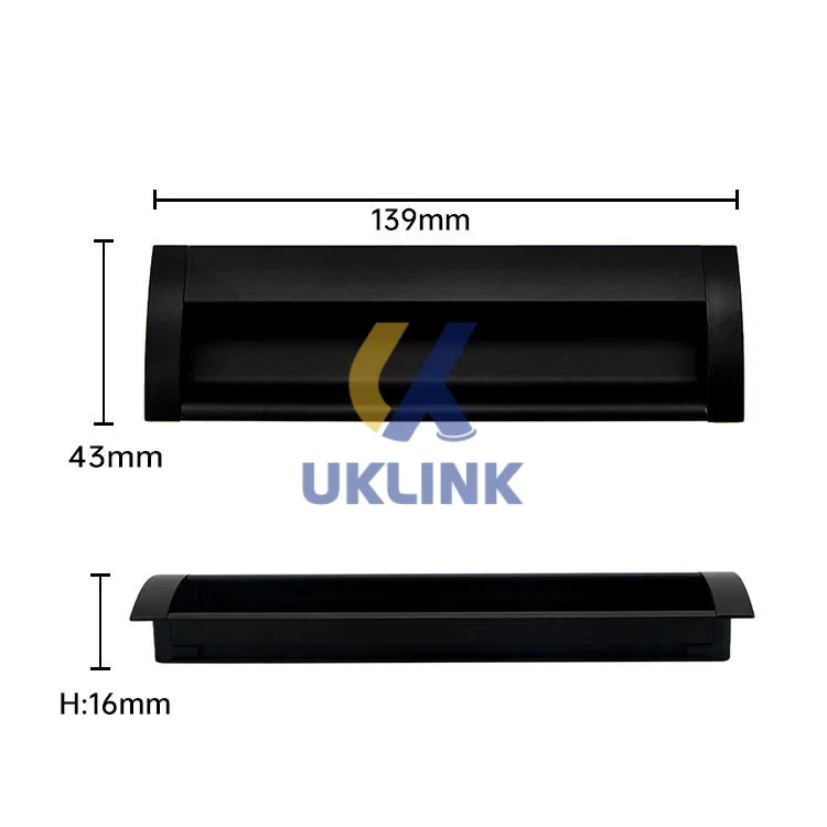 Matte Black Anodized Aluminum U-Channel Cabinet Pull - Image 3