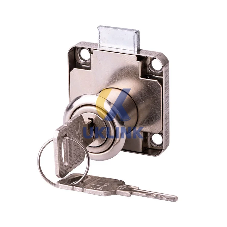 Nickel Square Wardrobe Lock with Key